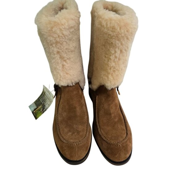 Bearpaw NWT Obsidian Heeled Boots Natural On Hickory Brown Cow Suede Size 11 - Picture 5 of 11